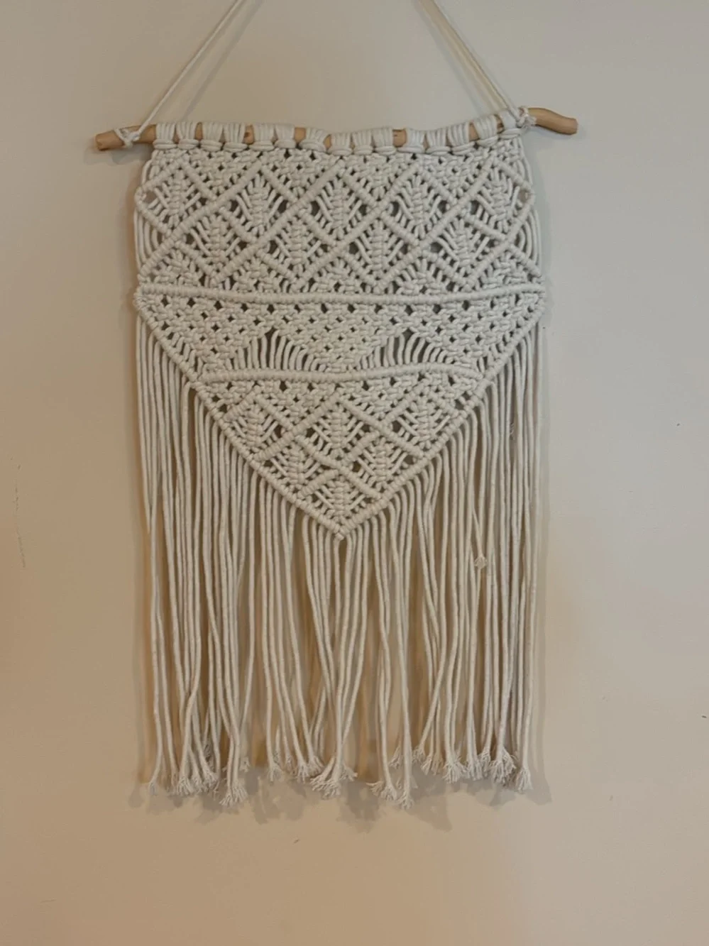 Boho Cream Macrame Wall Tapestry - Handwoven Hanging Decor